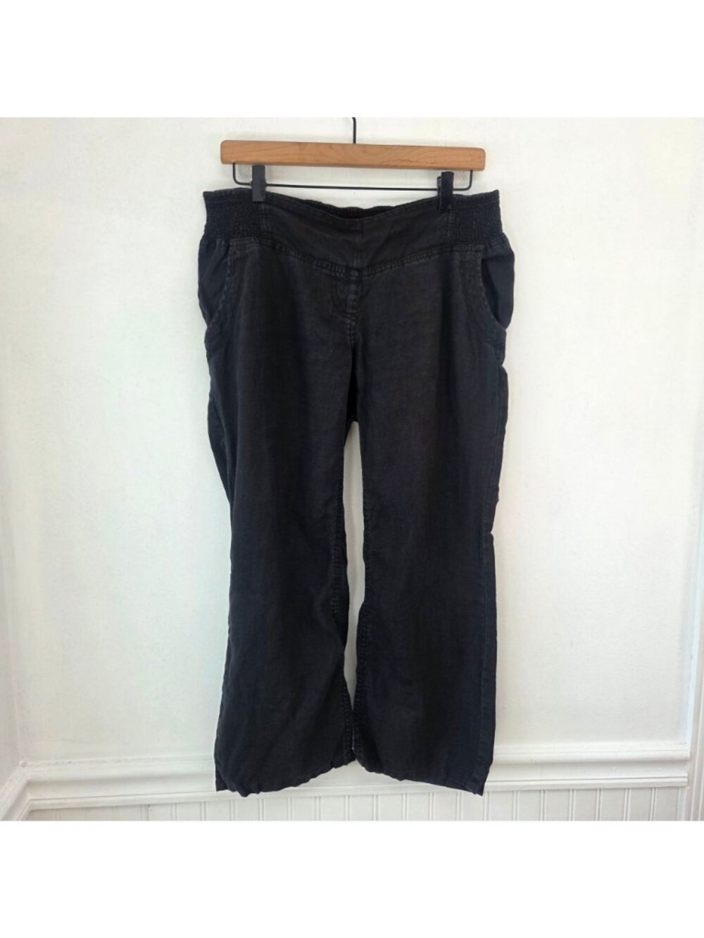 BUNDLE (2) Motherhood Maternity 100% Linen Pants Elastic Pull-On Size M - Picture 10 of 16